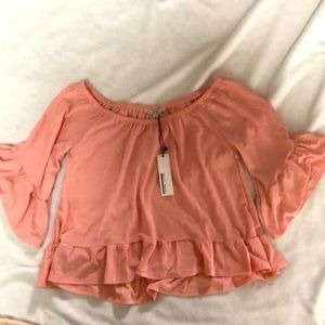 Haute Monde top.  NWT. Junior size medium. Pale peachy-pink.